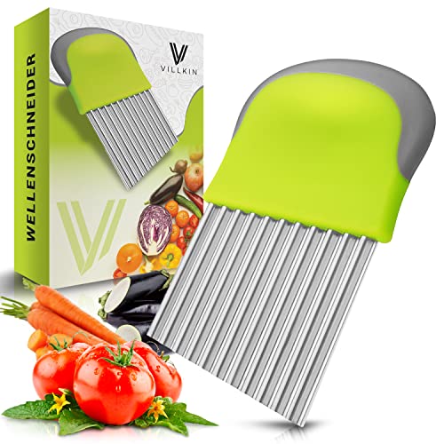 Villkin Wellenschneider für Gemüse und Obst - Riffelmesser aus Edelstahl für die schönsten Schnittmuster - Spülmaschinenfest