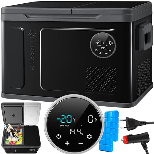 KESSER® Kompressor Kühlbox 2in1 Doppelzone Kühl & Gefrierfach 31 Liter elektrische Gefrierbox mit 2x Kühlakkus & LED-Touch-Bedienung | Kühlschrank Kühlung bis -20 °C für Camping, Auto, Lkw 12/24V 230V