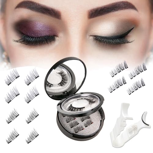 Magnet Wimpern 3D Magnetische Wimpern Natürlicher Look Wiederverwendbar Wasserdicht Kein Kleber Erforderlich Mit Applikator Für Tägliches Make-up Oder Dating, Hochzeit, Party