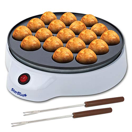 Takoyaki Maker mit Takoyaki-Plektren, einfach u. leicht zu bedienende elektrische Maschine zur Herstellung japanischer Takoyaki-Oktopus-Kugeln, 220-240 V 50/60 Hz 650 W, Europäischer Stecker