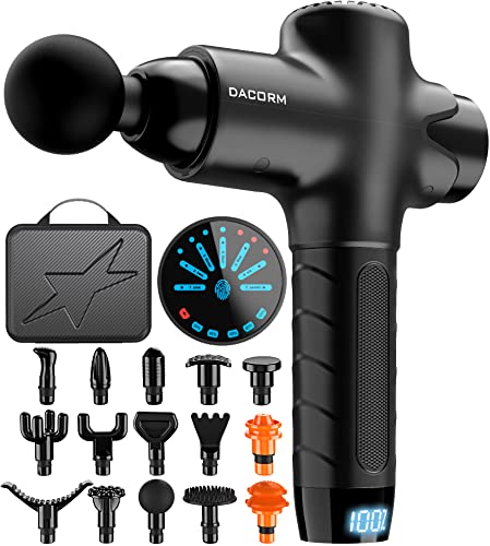 Massagepistole Massage Gun Elektrisches Massagegerät, Muskel Massagepistole mit 15 Massageköpfen, Handmassagegerät für Nacken Schulter Tiefen, Black