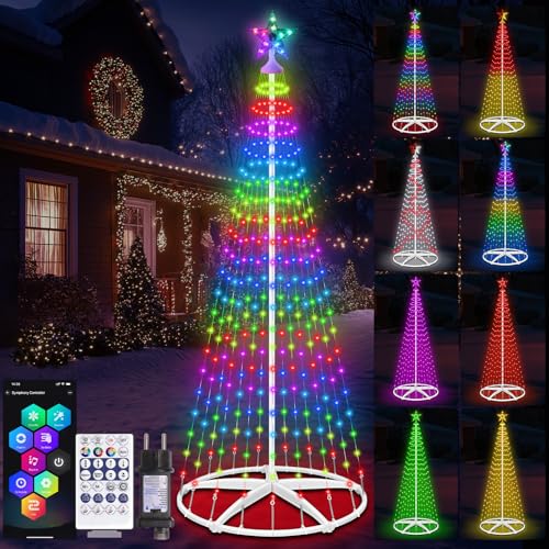 Forlivese 310 LED Weihnachtsbaum Kegelform, RGB mehrfarbige Variante Tannenbaum Lichterbaum Weihnachtsdeko, Fernsteuerung/APP DIY Lichterkette Weihnachtsbaum für Garten Balkon Weihnachtsdeko