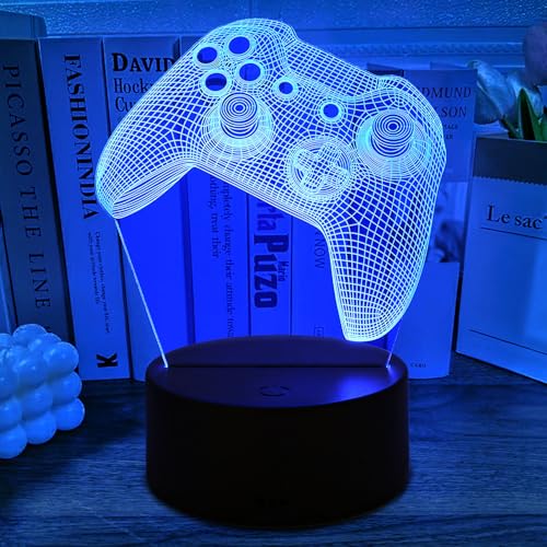 Gaming Nachtlicht Kinder, 3D LED Gaming Lampe 16 Farben Farbwechsel mit Fernbedienung, Gamepad Nachtlicht Zimmer Deko, Geburtstag Weihnachten Gamer Geschenke für Spiel Fans Kinder Herren Jungen Männer