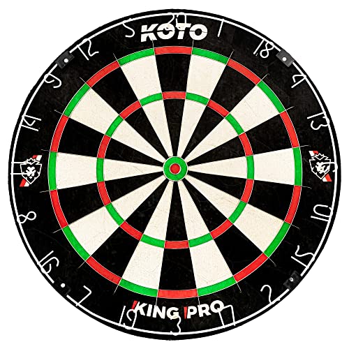 KOTO – King Pro Dartscheibe, Offizielle Turniermaße, dartscheibe steeldart, rotierender Zahlenring – Profi Bristle Dartboard für Steeldarts