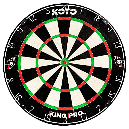 KOTO - King Pro Dartscheibe (Offizielle Turniermaße) Afrikanische Sisal & Borsten Dartscheibe, Inkl. Slim Wire Technologie, Klammer & Klammerfrei