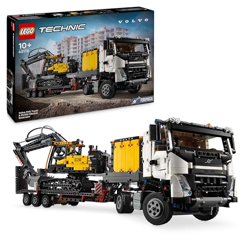 Lego Technic Volvo FMX LKW mit EC230 Electric Raupenbagger, Kinderspielzeug, Geschenkset für Jungen und Mädchen ab 10 Jahren, Spielzeug Baufahrzeuge, Bagger-Spielzeugset 42175