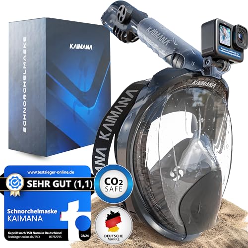 NEUHEIT - KAIMANA® Schnorchelmaske für Erwachsene L/XL inkl. Tragetasche - geprüfte CO₂ Sicherheit - Tauchermaske Erwachsene - Vollgesichtsmaske Tauchmaske