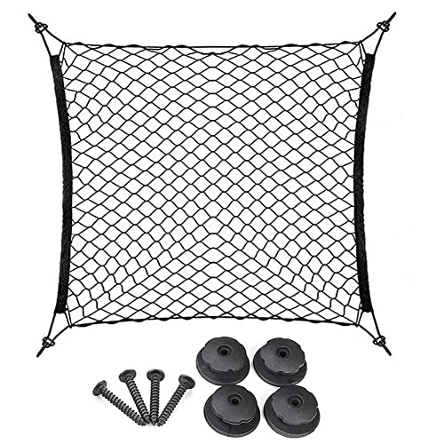 Kofferraumnetz Gepäcknetz Auto mitElastisches Spannnetz, Aufbewahrung Netz, Universal Auto Schutznetz Netz mit 4 Haken, für Auto, SUV,Wohnmobil, 80 * 60cm, Kann auf 150 * 110cm Gestreckt Werden