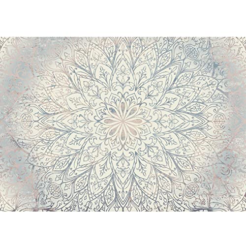 Runa Art Fototapete Mandala Orientalisch Modern Vlies Wohnzimmer Schlafzimmer - Made in Germany - Blau Beige Weiss 9286010a