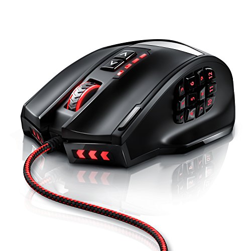 Titanwolf - 16400 dpi USB Laser Gaming Mouse - 18 Tasten - 16400 dpi Abtastrate - High Precision - konfigurierbare LED-Farb-Beleuchtung - Avago Sensor Technology - MMO Gaming - inkl. software programmierbare Tasten - bis zu 30G Beschleunigung - ergonomisches Design