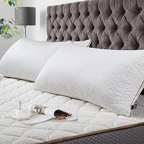 BedStory Kopfkissen 40x80 2er Set mit abziehbarem Bambusfasern Bezug, Antimilben und antibakteriell Kissen aus 950g x 2 Mikrofasern, hypoallergen bequemes Weiches und atmungsaktives Kissen