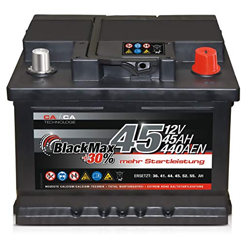 Autobatterie 12V 45Ah 440A/EN BlackMax PKW-Batterie statt 36Ah 41Ah 43Ah 44 Ah 46Ah