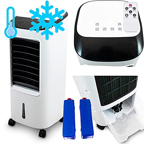 Mobiler Standventilator Ventilator Lüftkühler Lüfter Fan Klimagerät Klimaanlage Schwenkbar mit Wasser und Eispacks für zusätzliche Kühlung Luftbefeuchter mit Fernbedienung