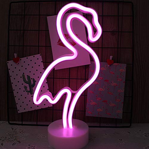 NIWWIN Neonlichtfigur, LED-Wanddekoration, Nachtlicht, USB/batteriebetriebenes Neonlicht für Weihnachten, Geburtstagsgeschenk, Party, Kinder, Wohnzimmer, Hochzeitsdekor (Flamingo)
