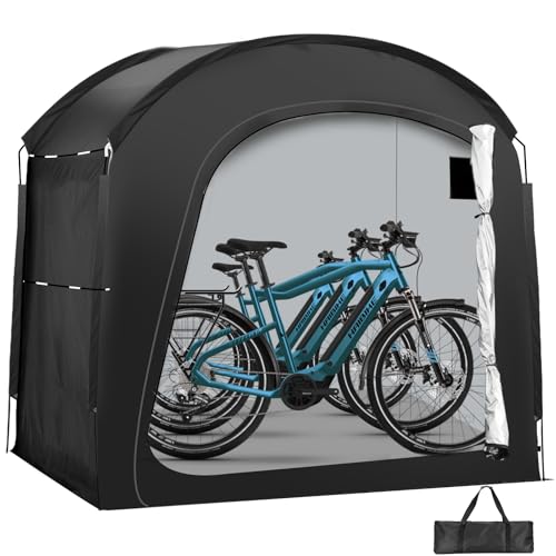 MRWIZMS Zeltgarage, Fahrradzelt Camping 420D Oxford Tuch Wasserdicht, UV-Beständig, Wind- und Schneefest, mit Großem Stauraum Fahrradzelt, Geeignet für 1/2/3/4 Fahrräder