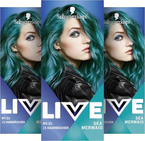 Schwarzkopf LIVE Ultra Brights Semi-Permanente Haarfarbe 097 Mermaid (3 x 80 ml), Coloration für intensive oder pastellige Farbergebnisse, hält 12–15 Haarwäschen, mit Pflege-Conditioner