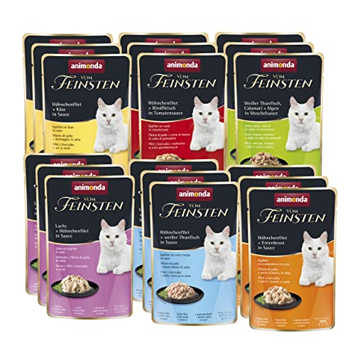 animonda Vom Feinsten Adult Filet Kreationen (18 x 50 g), Nassfutter für ausgewachsene Katzen, Katzenfutter mit Filets in delikater Sauce, Katzennassfutter ohne Getreide und Zucker