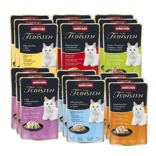 animonda Vom Feinsten Adult Katzenfutter, Nassfutter für ausgewachsene Katzen, im Frischebeutel, Filet Kreationen, 18 x 50 g