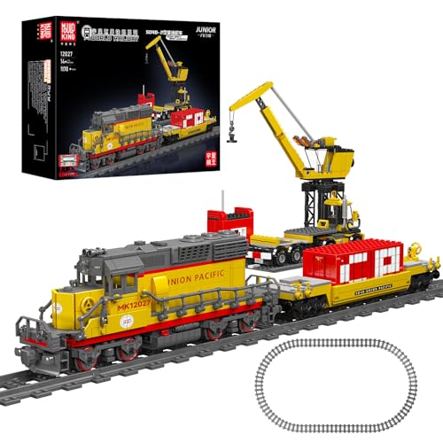 Mould King 12027 Technik Zug Eisenbahn Bausteine Modell, 1170 Teile Diesellokomotive Ferngesteuertes Zug Modellbausatz Bausteinset als Spielzeug/Geschenk/Sammlerstücke