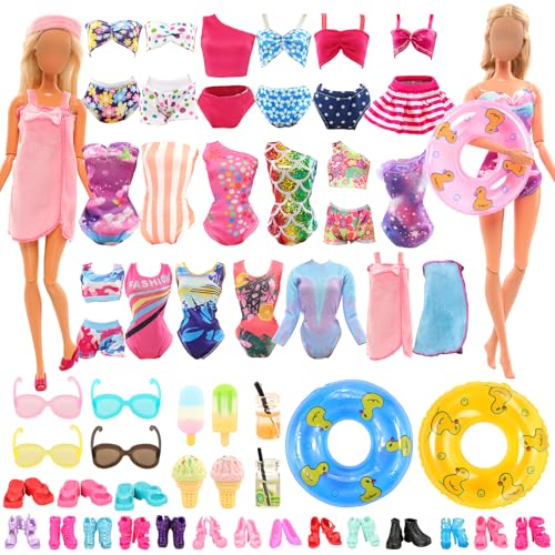 Miunana 26 Puppen Kleidung Badeanzug Kleider Zubehör Klamotten Float Schwimmring Schuhe für 11,5 Inch Puppen Puppenkleidung