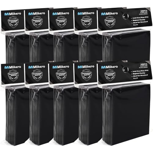 Mlikero 1000 Stück Weiche Sammelkartenhüllen, 66 x 91 mm Standardgröße Sammelkarten Karten Hüllen, Perfekte Passform fit für Sammelkarten, Sportkarten (Schwarz)