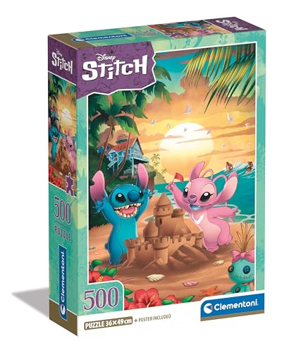 Clementoni Disney Stitch Puzzle 500 Teile - Puzzle 500 Teile Kinder & Erwachsene in 49 x 36 cm - Puzzle Disney von Clementoni 35547