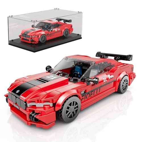 Mould King 27072 Technik Drift Auto Klemmbausteine Rennwagen Bausteine Supersportwagen Baustaz M8 mit Acryl Display Box Geschenk für Erwachsene und Jugendliche(481 Teile)