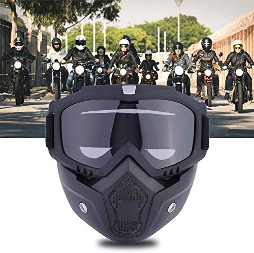 YIQI Motorcycle Maske Abnehmbaren,Motorrad Schutzbrille Staubschutz Brille mit abnehmbaren Gesichtsmaske Winddicht für Outdoor Fahrrad Dirtbike Motocross Off-Road Goggle (Transparente Linse)