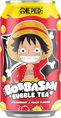 BOBBASAN Bubble Tea, One Piece, Strawberry und Peach Flavor, Luffy - 1 x 320 ml