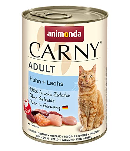 animonda Carny Adult Katzenfutter, Nassfutter für ausgewachsene Katzen, Huhn + Lachs, 6 x 400 g