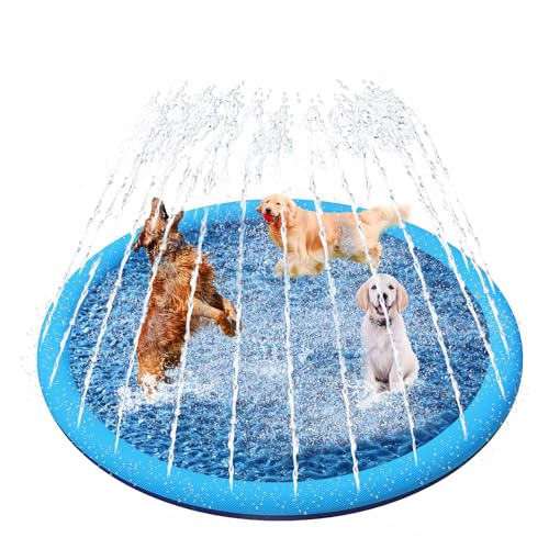 YAUNGEL Hundepool, 175 cm, Planschbecken für Große & Kleine Hunde, 0.55mm Verdickt Anti-Rutsch Matte Faltbarer Langlebig Splash Pad für Sommer, Garten