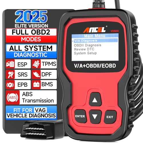 ANCEL OBD2 Diagnosegerät für VW/Audi/Skoda/Seat Fahrzeuge, Fehlercode Auslesegerät mit EPB Öl TPS Reset, Vollsysteme Diagnose, KFZ Diagnosegerät für alle VAG nach 2000 [Version 2025] in Deutsch
