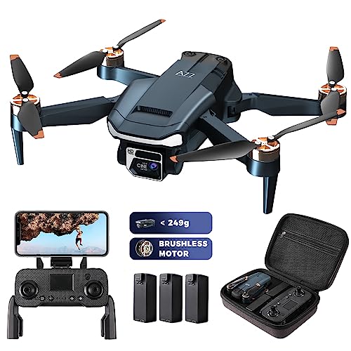 2650 ft Langstrecken-Überlebens-Bürstenloser Motor Drohne mit 84-minütiger Super-Langzeit-Flugzeit, 4K HD-Kamera-Drohne, CHUBORY A77 WiFi Quadrokopter, Autofolgen, Automatische Schwebung, 3 Batterien
