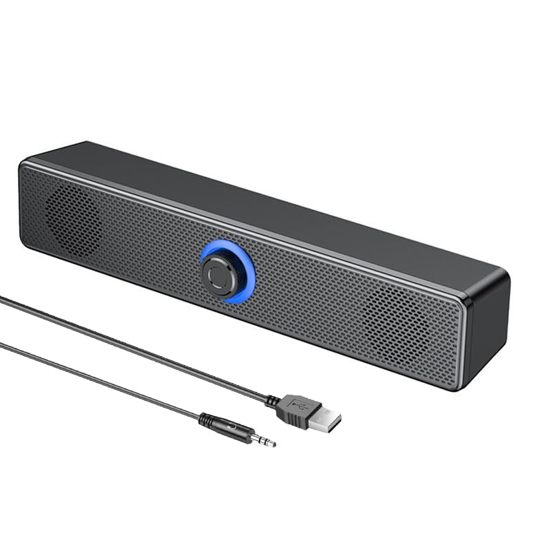 Computer Soundbar, PC Lautsprecher 2.0 mit AUX 3.5mm Kabel & USB – Gaming Speaker für PC, Laptop, Fernseher, TV, Monitor, Tablet