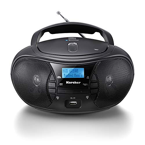 Karcher RR 5028D tragbares CD Radio (CD-Player, DAB+ Radio, Bluetooth, Batterie/Netzbetrieb, USB) schwarz