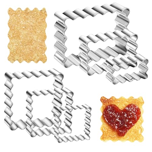 Nogeqi 6 Stück Edelstahl-Keksausstecher, Rechteckigen Gezackten Ausstechformen, Cookie Cutters Square, Ausstechform Für Terrassen Küche Rechteckig In 6 Größen (Silber)