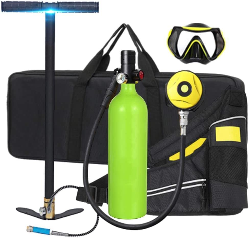 XSGDMN Scuba Tank Tauchflasche,Scuba Tank Ausrüstung 1L Mini Scuba Tank Tauchflasche mit 15-20 Minuten Kapazität Tauchen Sauerstoff Tank Unterwasser Gerät Professionelle nachfüllbare Pony Flasche