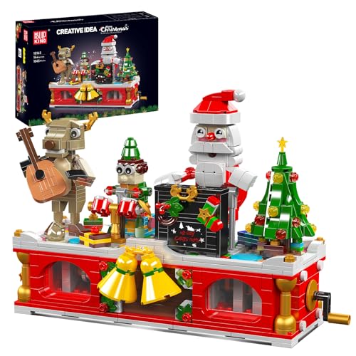 Mould King 10162 Weihnachts-Partyband Bausteine Architektur Modell 1045 Teile Klemmbausteine Bausatz Geschenk Für Mädchen Und Jungen Ab 8 Jahren, Weihnachtsmann-Weihnachtsbaum-Dekoration