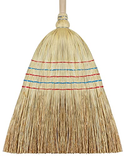 cleanling 128010 Reisstrohbesen, Gross, Länge 146cm, Breite 30cm, Strohbesen Natur, extra voll (Reisstroh - 5 Naht, 146x30x7,5cm; 1 Stück)