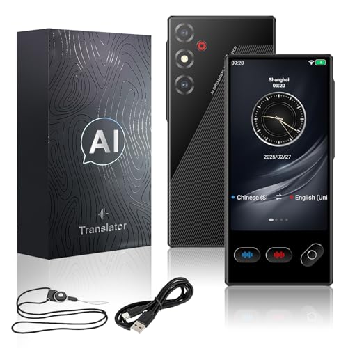 Sprachübersetzer Gerät, Translator Sofortübersetzer kein WLAN, AI Übersetzungsgerät mit Sprachausgabe, Fotoübersetzung/WIFI/Hotspot/Offline,Sofortübersetzer für Reisen,Business Sprachenlernen