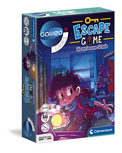 Clementoni Escape Game - Die verlassene Schule - Gesellschaftsspiel zum Knobeln & Rätseln inkl. Hinweiskarten und Requisiten - Familienspiel ab 8 Jahren - ideal als Geschenk 59228