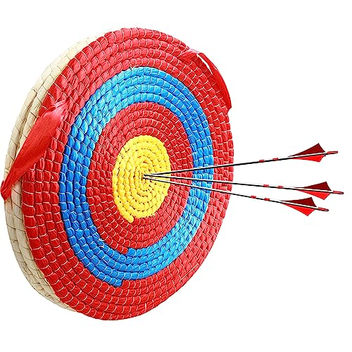 Zielscheibe Bogenschießen,Handgefertigte Strohzielscheibe, Handgefertigtes Strohbogenziel für Recurvebogen，Traditionelles Strohzielscheibe,Für die Jagdpraxis für Erwachsene 50cm x 3 Layers
