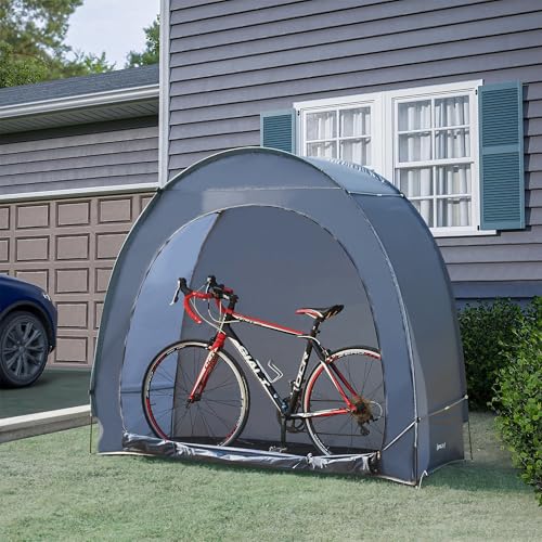 pro.tec Fahrradzelt Bergendal für 2 Fahrräder Fahrradgarage Outdoor Fahrradabdeckung wasserdicht Fahrrad Aufbewahrung Camping Gartenzelt 198 x 84 x 160 cm Grau