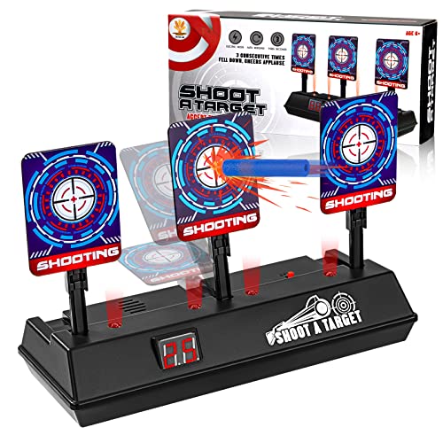 Zielscheibe für Nerf N-Strike Elite/Mega/Rival, 3 Spielziele, elektrisches Ziel, automatisches Zurücksetzen, digitale Notation mit Licht- und Soundeffekt, Spielzeug für 6-12 Jahre Kinder