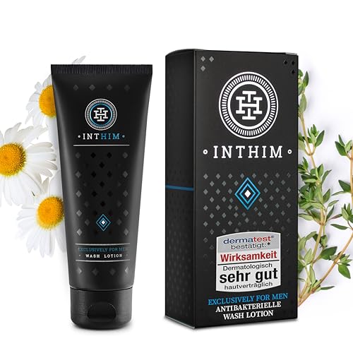 IntHim Antibakterielle Intim Waschlotion Herren - pH-Hautneutrale Intimpflege Männer bei Juckreiz, trockener Haut & Ideal nach dem Sport (1 x 200ml)