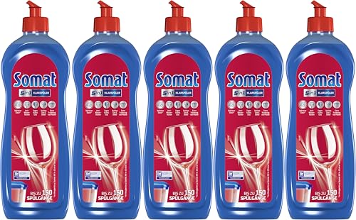Somat Klarspüler 5er Pack mit Extra-Trocken-Effekt für unschlagbaren Glanz auf Gläsern & Geschirr (5x 750ml)