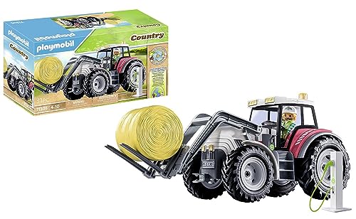 PLAYMOBIL Country 71305 Großer Traktor, elektrobetriebener Traktor mit aufklappbarem Dach und E-Ladesäule, Spielzeug für Kinder ab 4 Jahren