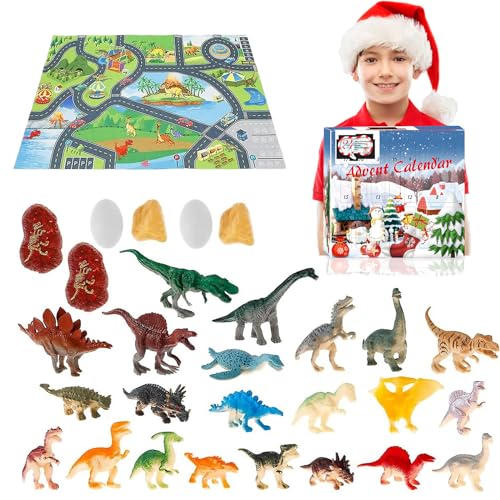 Brezoy Adventskalender 2024 Kinder, Adventskalender Dinosaurier Spielzeug ab 2 3 4 5 6 7 8 Jahre Junge Weihnachtskalender Xmas Geschenk Junge 2-8 Jahre Adventskalender Dino