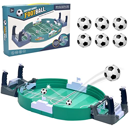 xinrongda Interaktives Tischfußballspiel mit 6 Fußbälle, Mini Tischkicker Desktop Spielzeug Tisch Fußball Kit, Innen 2-Spieler-Party-Geschenk für Kinder Erwachsene (6-Ball)