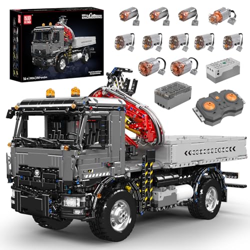 Mould King 19016 Technik Fernbedienbarer mobiler Kran-LKW Bausatz mit elektrischem Ausleger und 11 Motoren – MOC Modell eines Baufahrzeugs.Technologie Transporter Klemmbausteine Bausatz (3767+Teile)